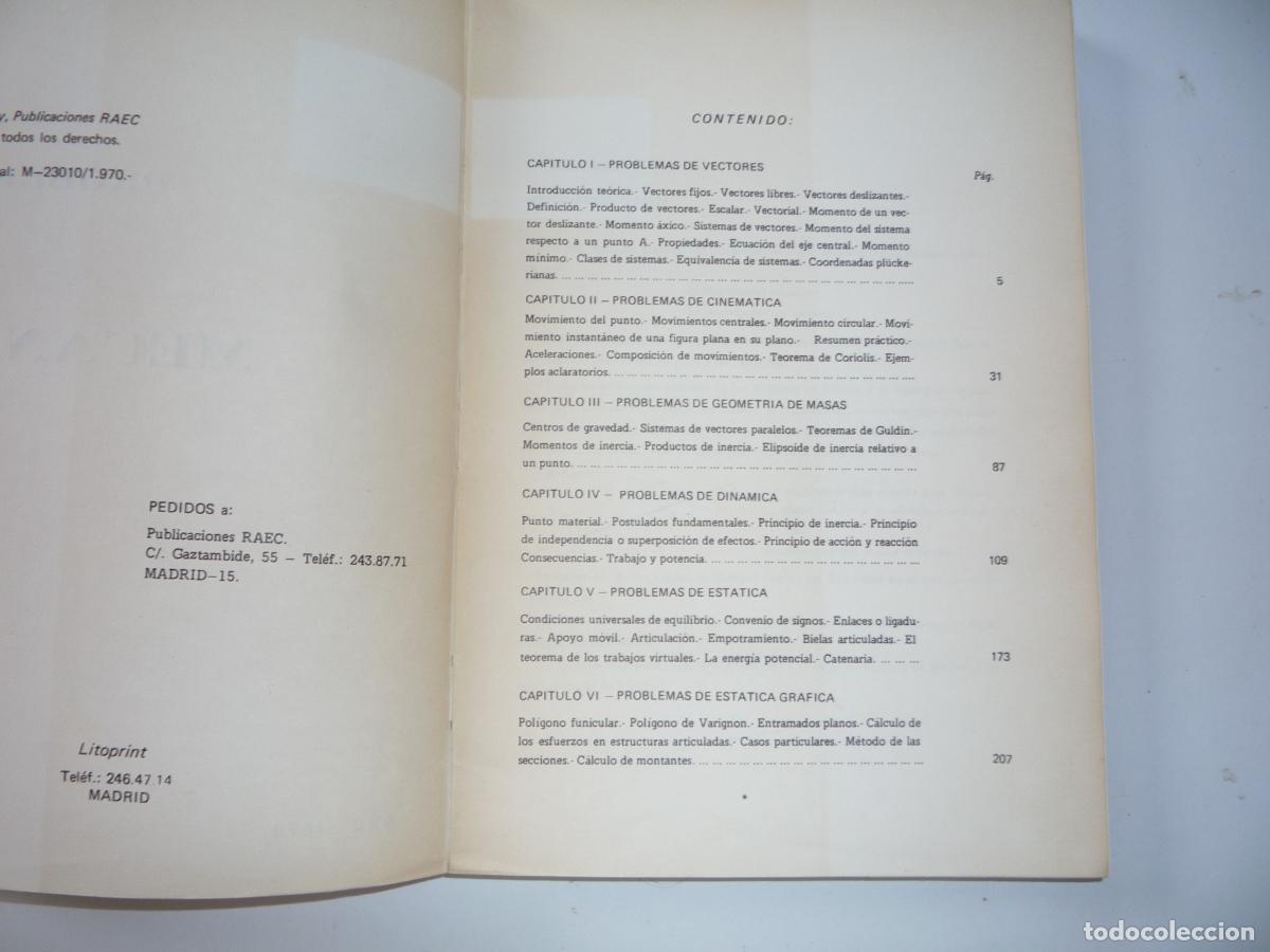 Libros de segunda mano: PROBLEMAS DE MEC&Aacute;NICA - R.A.E.C. - 1970 - - Foto 3