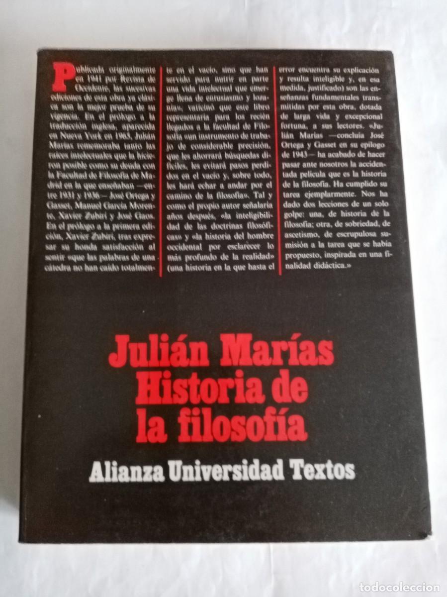 Libros de segunda mano: HISTORIA DE LA FILOSOF&Iacute;A . Juli&aacute;n Mar&iacute;as ( ALIANZA )