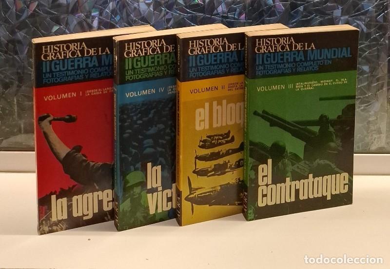 Libros de segunda mano: Historia Gr&aacute;fica de la II Guerra Mundial (4 Vol.) - Abraham Rothberg - Aura - Obra completa