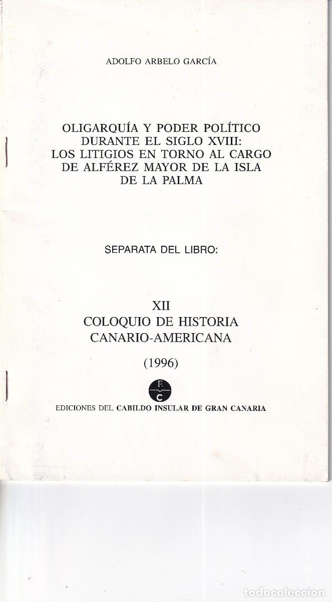 Libros de segunda mano: LITIGIOS EN TORNO AL CARGO DE ALFEREZ MAYOR DE LA ISLA DE LA PALMA