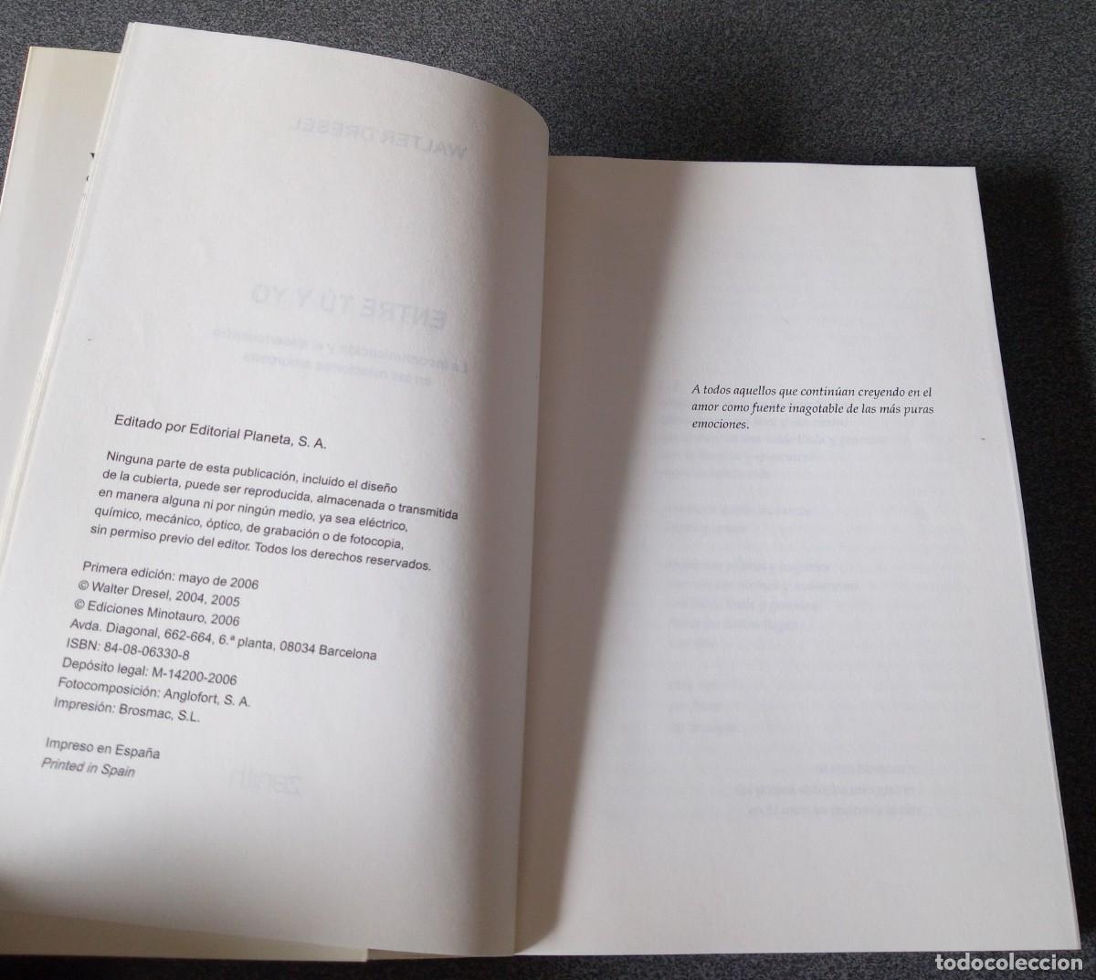 Libros de segunda mano: Entre T&uacute; Y Yo Walter Dresel - Foto 4