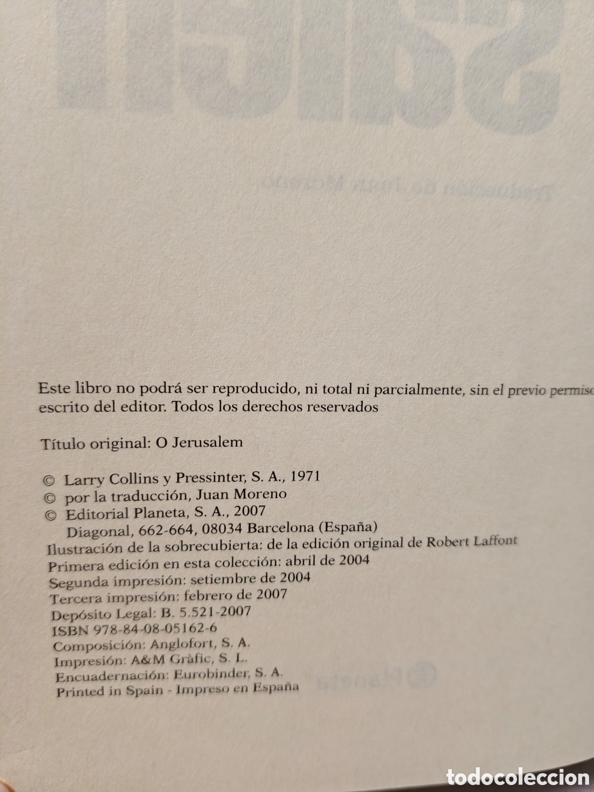 Libros de segunda mano: OH, JERUSAL&Eacute;N, Dominique Lapierre - Foto 3