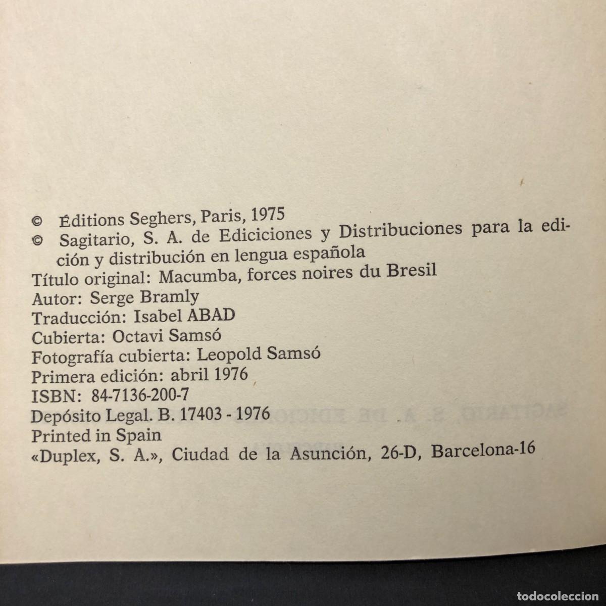 Libros de segunda mano: MACUMBA - PODER DE LA MAGIA NEGRA - 1976 - SAGITARIO S.A. DE EDICIONES / 168 - Foto 4