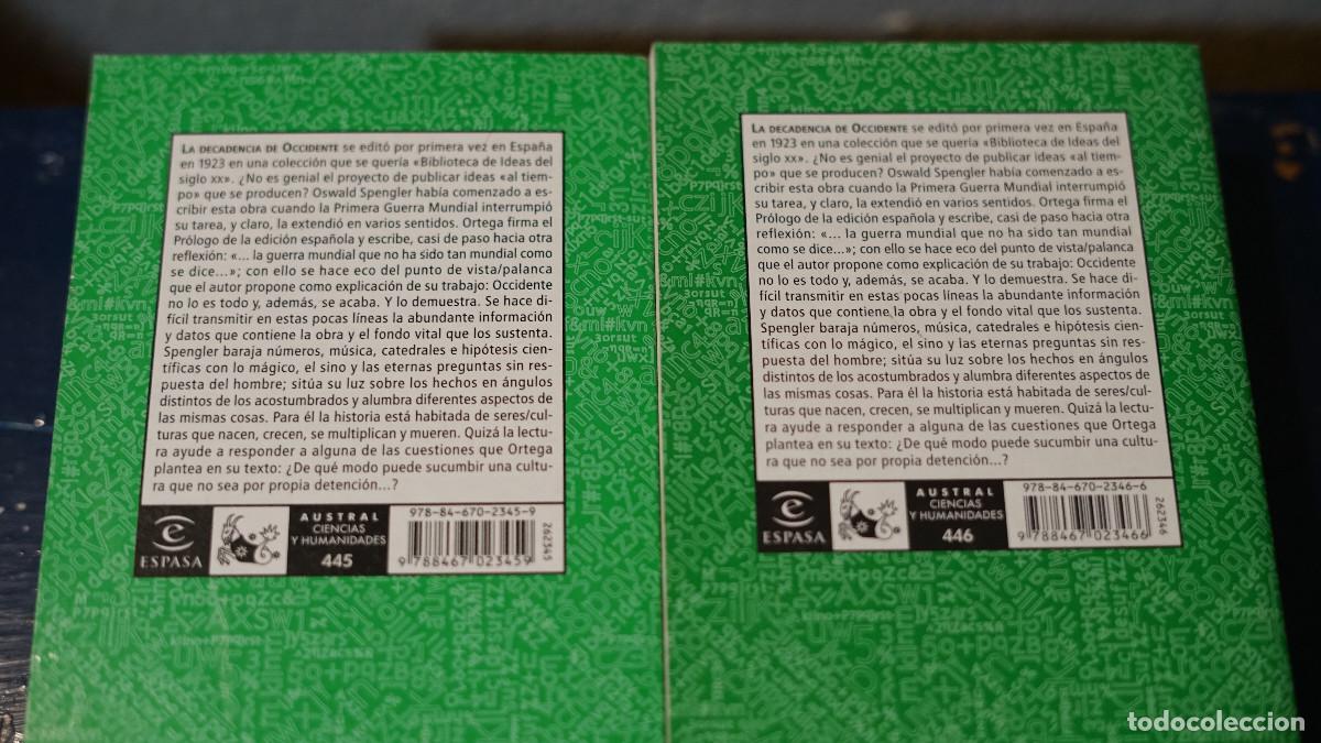 Libros de segunda mano: Oswald Spengler - La decadencia de Occidente tomo 1 y 2 - Espasa Calpe - Foto 2