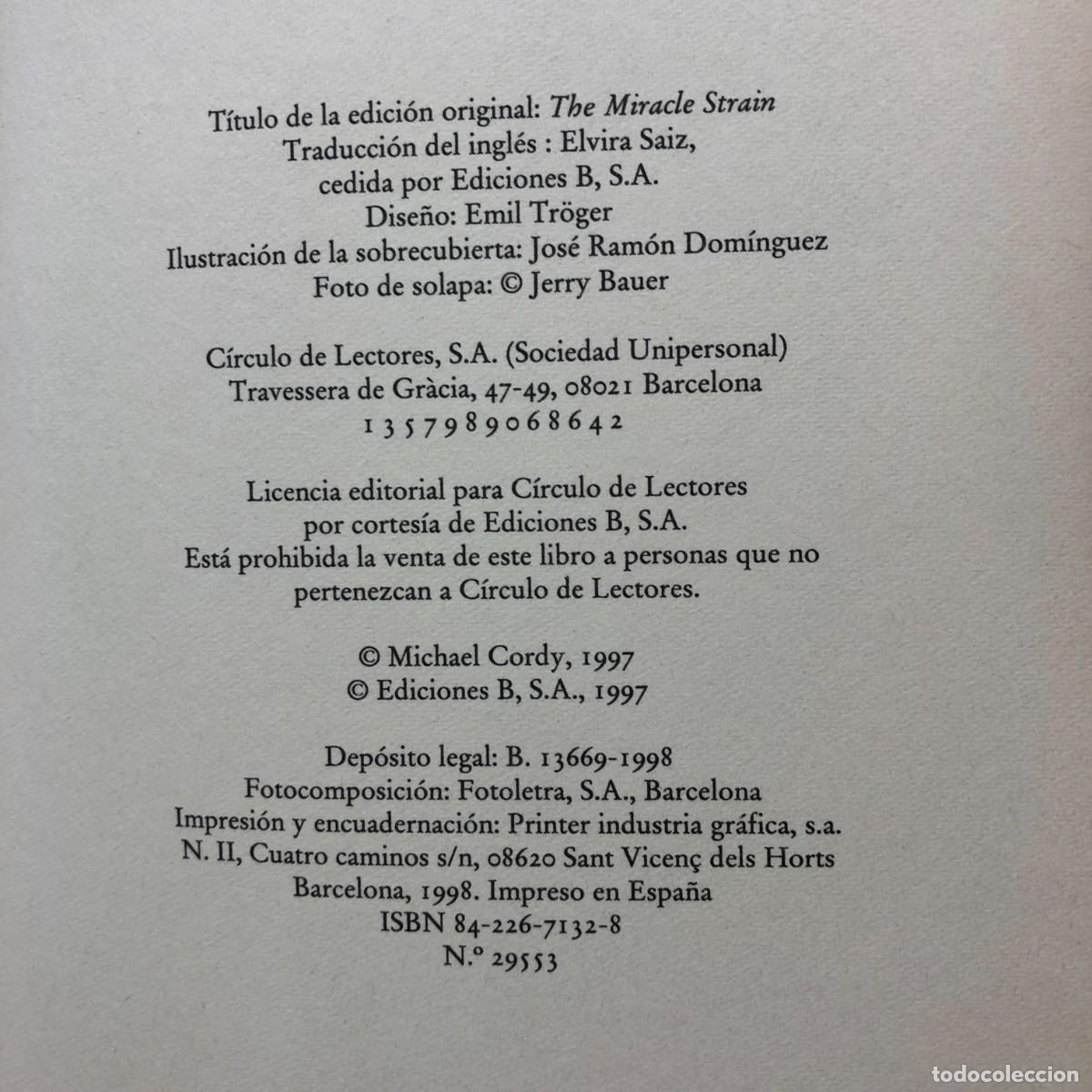 Libros de segunda mano: EL GEN - MICHAEL CORDY - C&Iacute;RCULO DE LECTORES / 372 - Foto 4