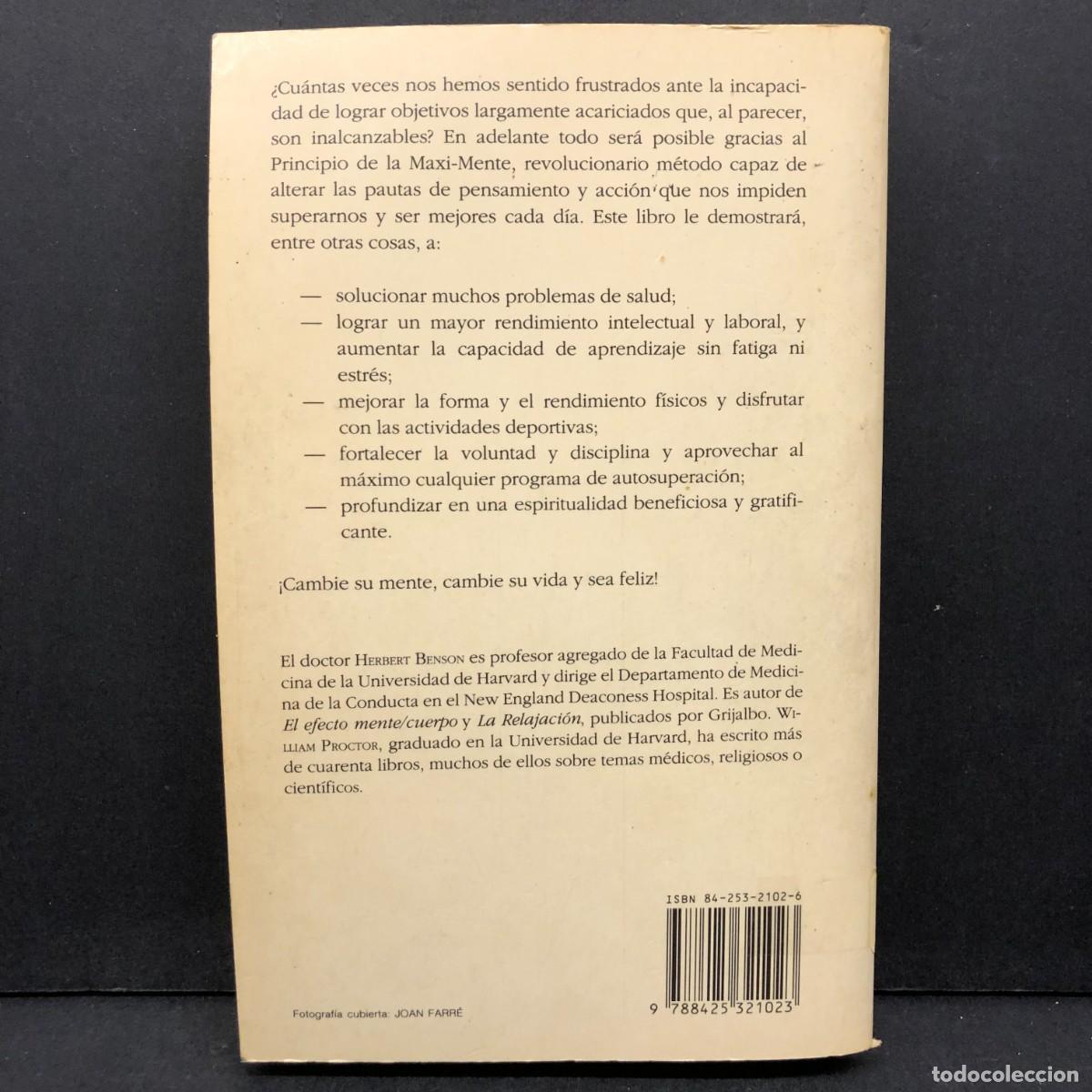 Libros de segunda mano: EL PODER DE LA MENTE - C&Oacute;MO APROVECHAR AL M&Aacute;XIMO NUESTROS RECURSOS - HERBERT BENSON WILLIAM / 476 - Foto 2