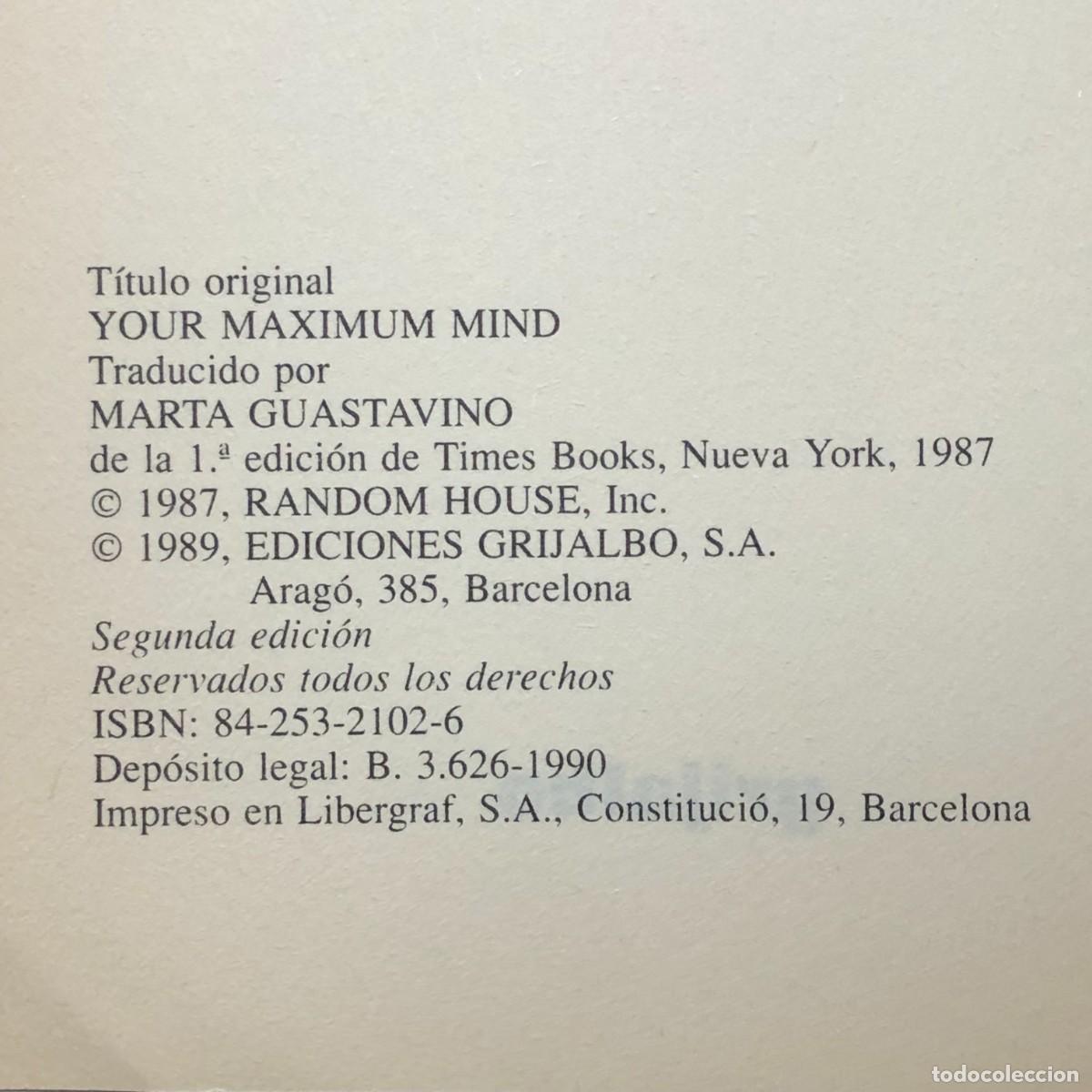 Libros de segunda mano: EL PODER DE LA MENTE - C&Oacute;MO APROVECHAR AL M&Aacute;XIMO NUESTROS RECURSOS - HERBERT BENSON WILLIAM / 476 - Foto 4