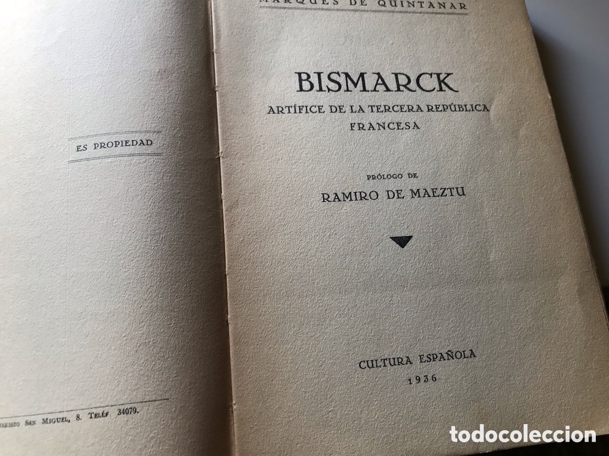 Libros de segunda mano: Bismarck. Marqu&eacute;s de Quintanar. Pr&oacute;logo de Ramiro de Maeztu - Foto 3