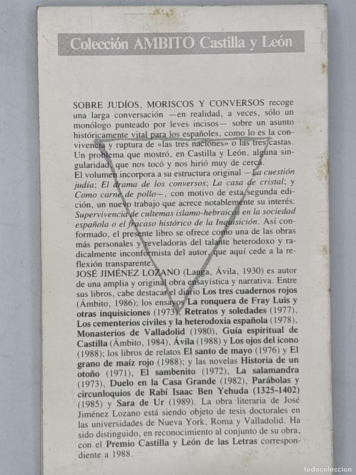 Libros de segunda mano: Sobre jud&iacute;os, moriscos y conversos - Jos&eacute; Jim&eacute;nez Lozano - Foto 2