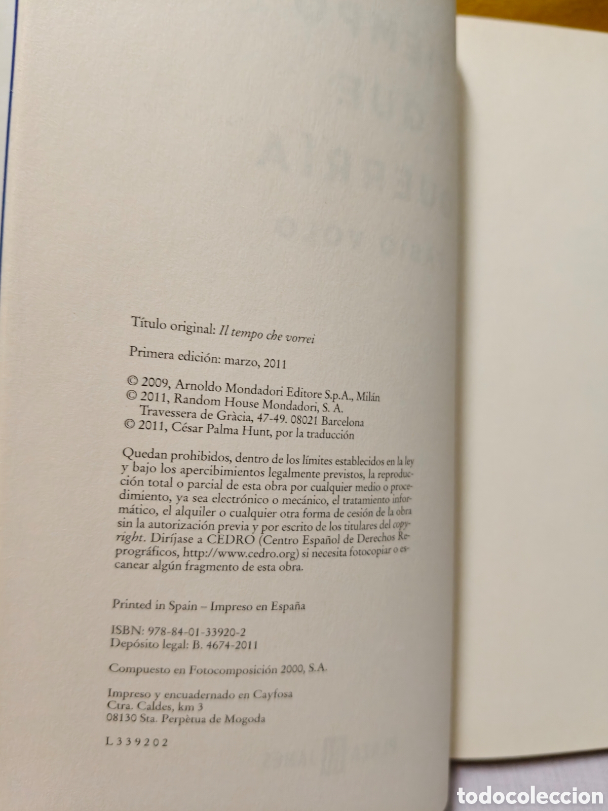 Libros de segunda mano: El tiempo que querr&iacute;a, Fabio Volo - Foto 3