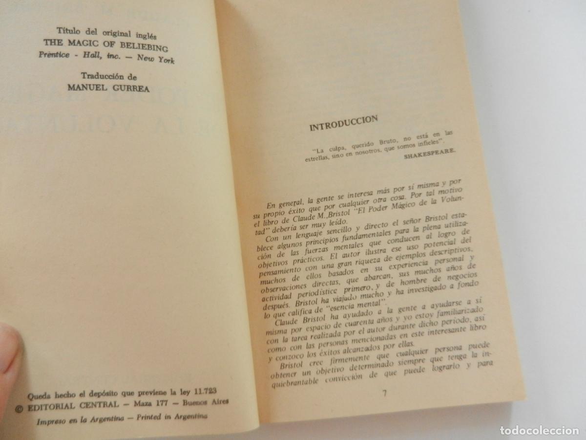 Libros de segunda mano: EL PODER M&Aacute;GICO DE LA VOLUNTAD - CLAUDE M BRISTOL - 10000 EJEMPLARES 1976 - - Foto 3