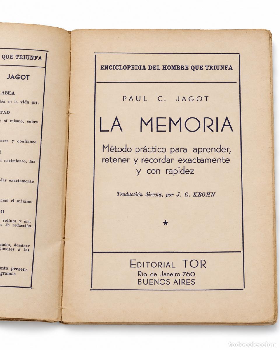 Libros de segunda mano: La Memoria - Paul C. Jagot - Editorial Tor - LM - Foto 2