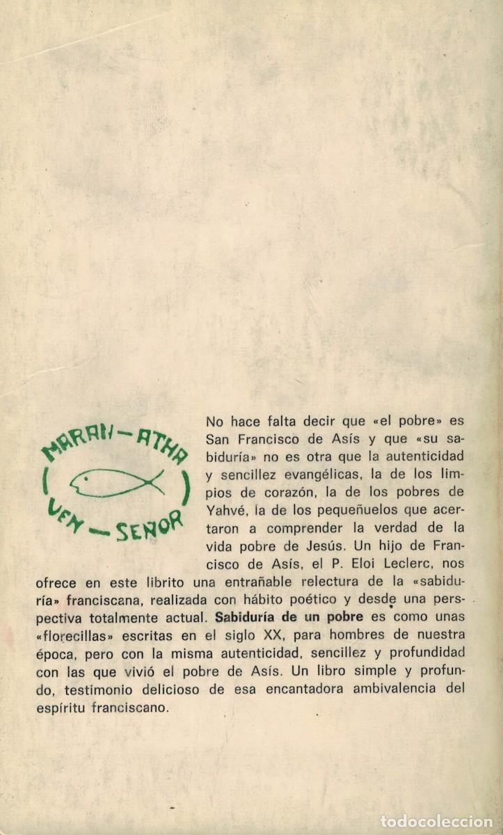 Libros de segunda mano: Eloi Leclerc, Sabidur&iacute;a de un pobre - Foto 2
