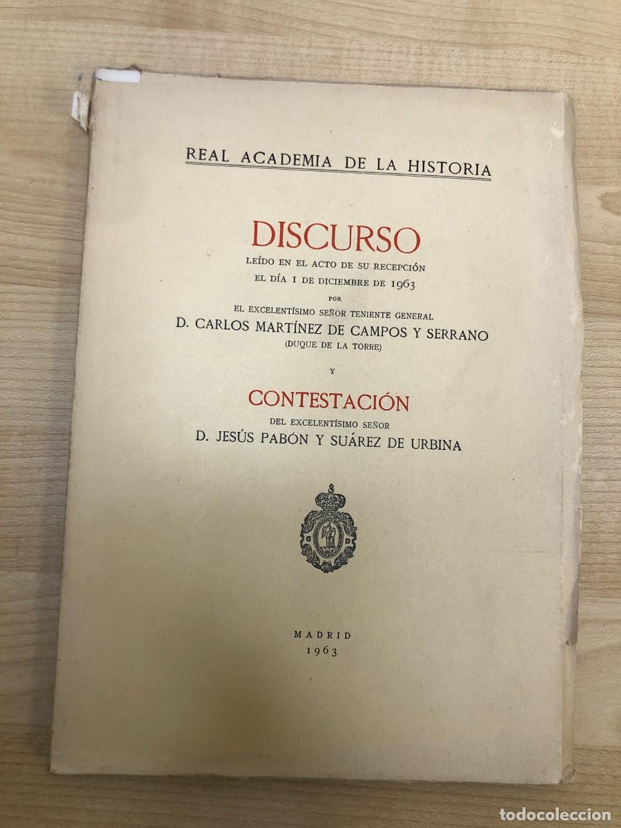 Libros de segunda mano: Carlos Mart&iacute;nez de Campos Discurso Real Academia de la Historia 1963 Gibraltar