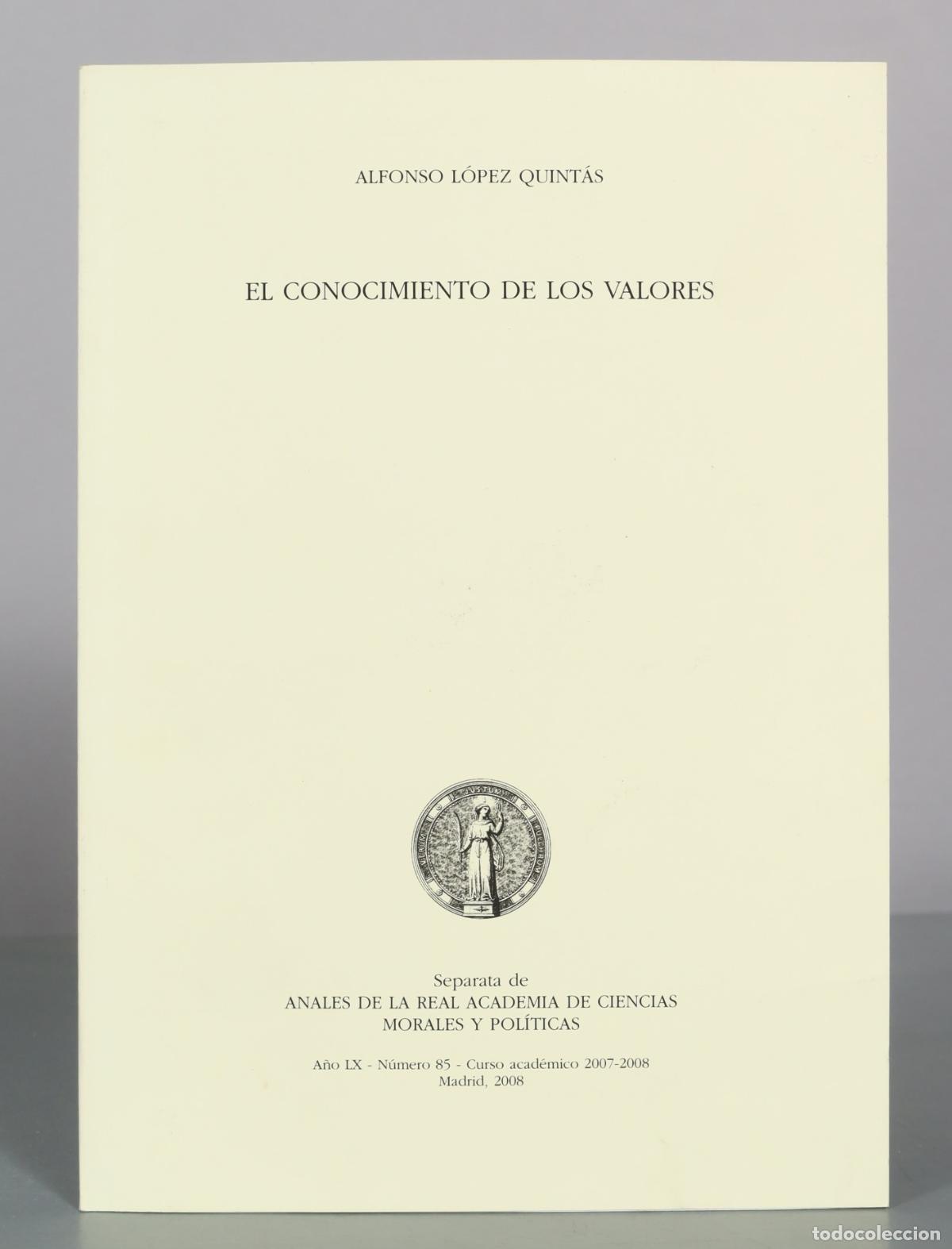 Libros de segunda mano: El conocimiento de los valores - Alfonso L&oacute;pez Quint&aacute;s