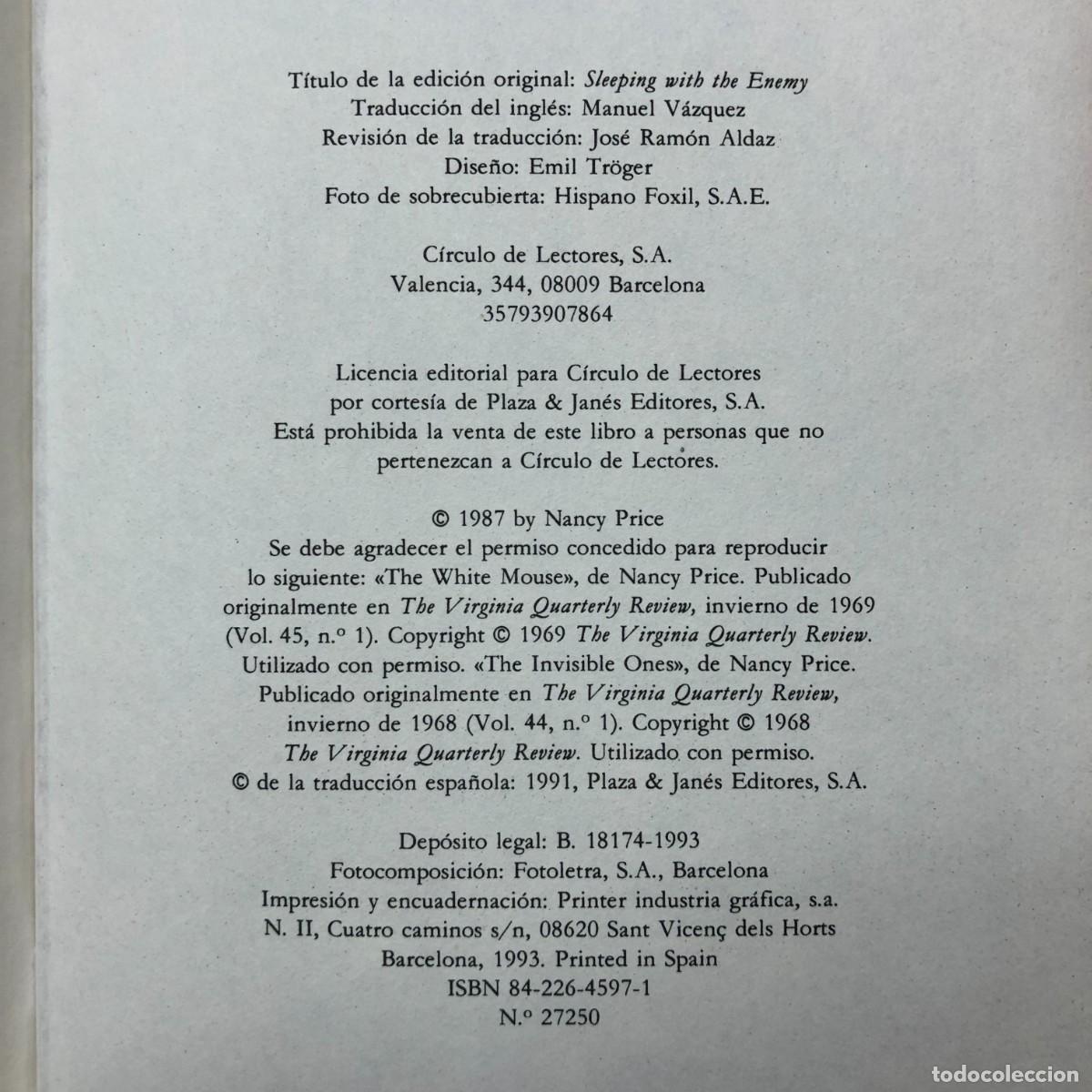 Libros de segunda mano: DURMIENDO CON SU ENEMIGO - NANCY PRICE - C&Iacute;RCULO DE LECTORES / 2 - Foto 4