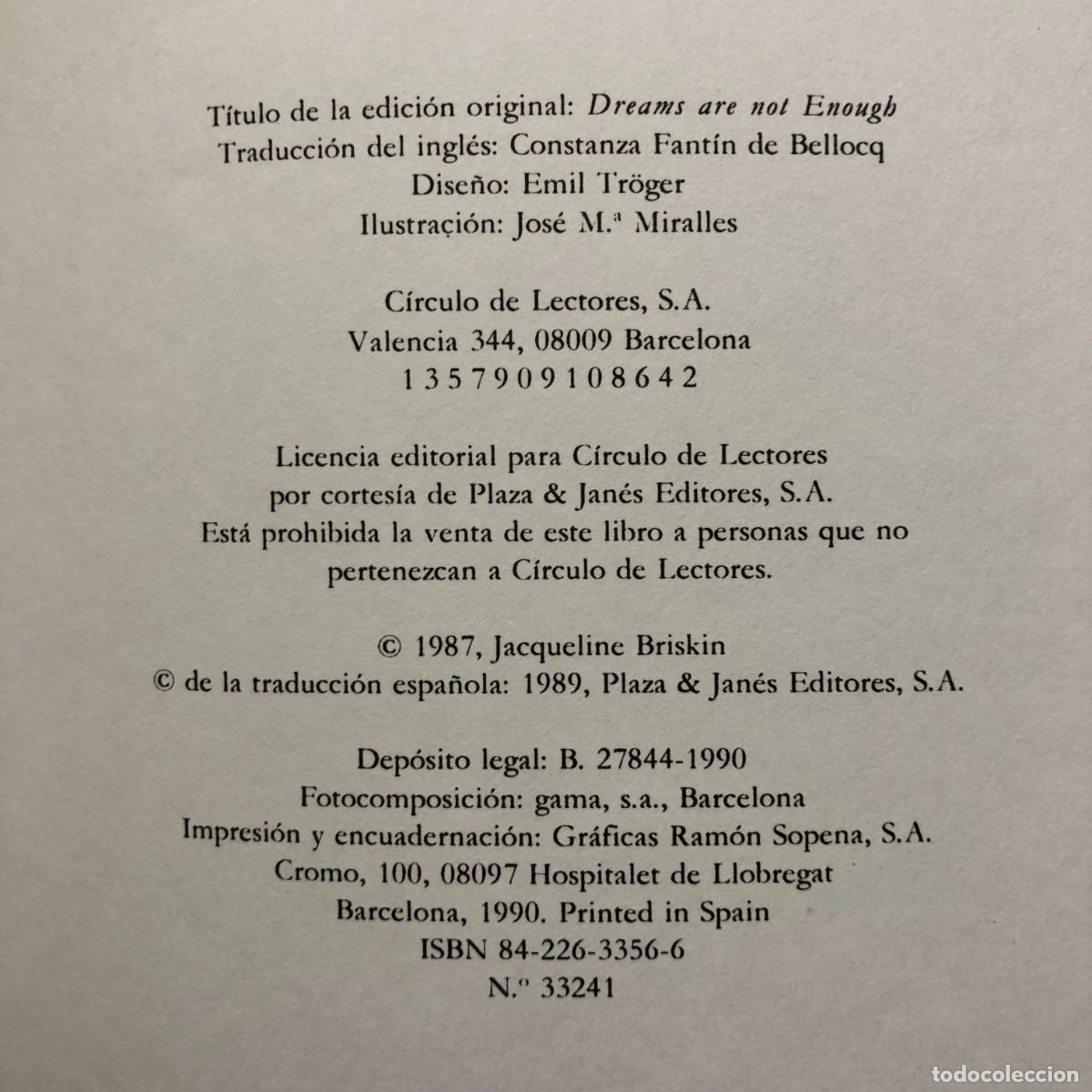 Libros de segunda mano: SO&Ntilde;AR NO ES BASTANTE - JACQUELINE BRISKIN - C&Iacute;RCULO DE LECTORES / 5 - Foto 4