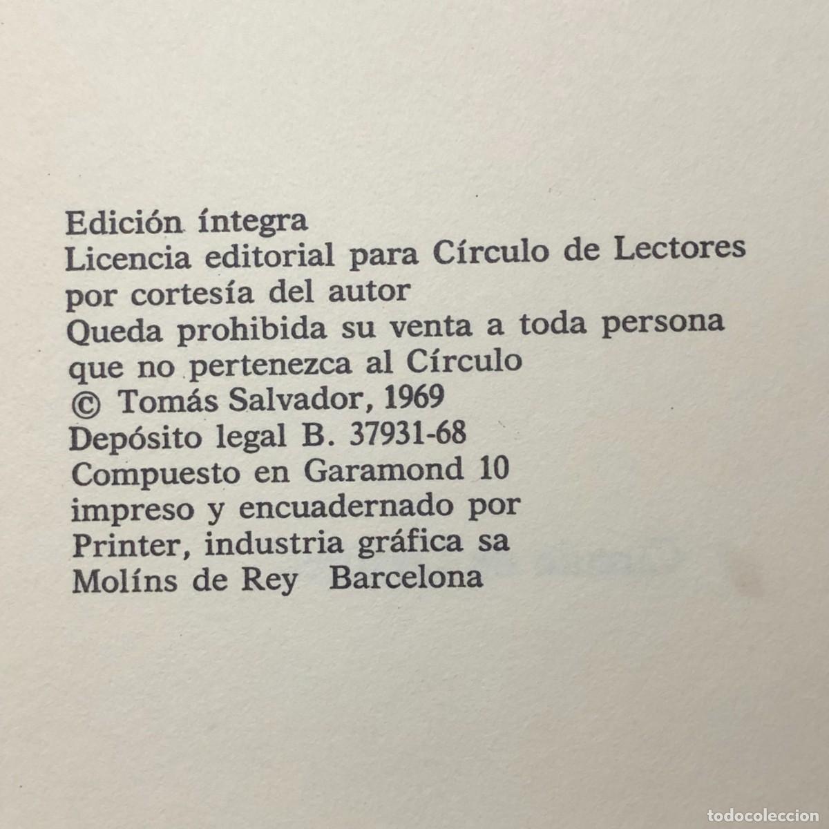 Libros de segunda mano: TOM&Aacute;S SALVADOR - EL HARAG&Aacute;N - C&Iacute;RCULO DE LECTORES / 296 - Foto 4