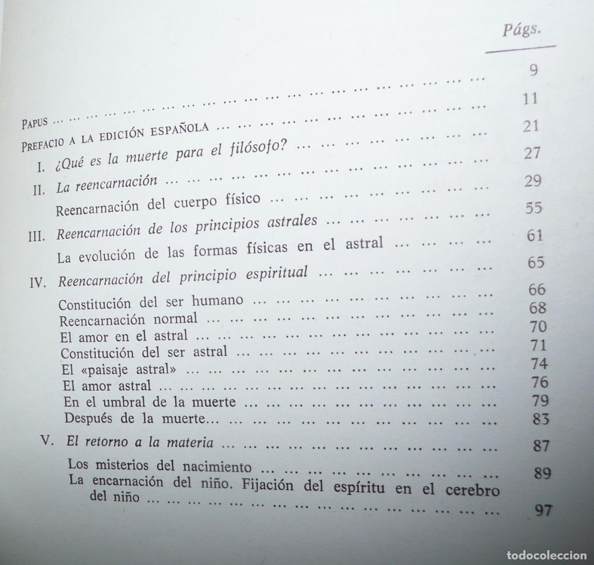 Libros de segunda mano: La Reencarnaci&oacute;n - Papus (Dr. G&eacute;rard Encausse) (La Tabla Esmeralda, EDAF, 1978) - Foto 3