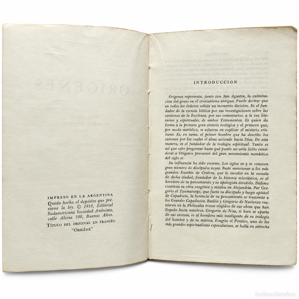 Libros de segunda mano: Jean Dani&eacute;lou &ndash; Or&iacute;genes &ndash; Editorial Sudamericana &ndash; 1958 - Foto 3