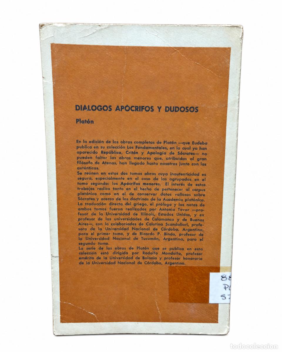 Libros de segunda mano: Plat&oacute;n &ndash; Di&aacute;logos ap&oacute;crifos y dudosos. Tomo II &ndash; EUDEBA - Foto 2