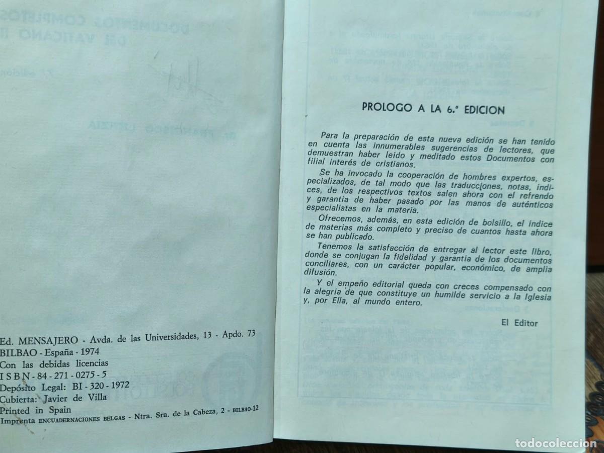 Libros de segunda mano: DOCUMENTOS COMPLETOS DEL VATICANO II - Foto 2
