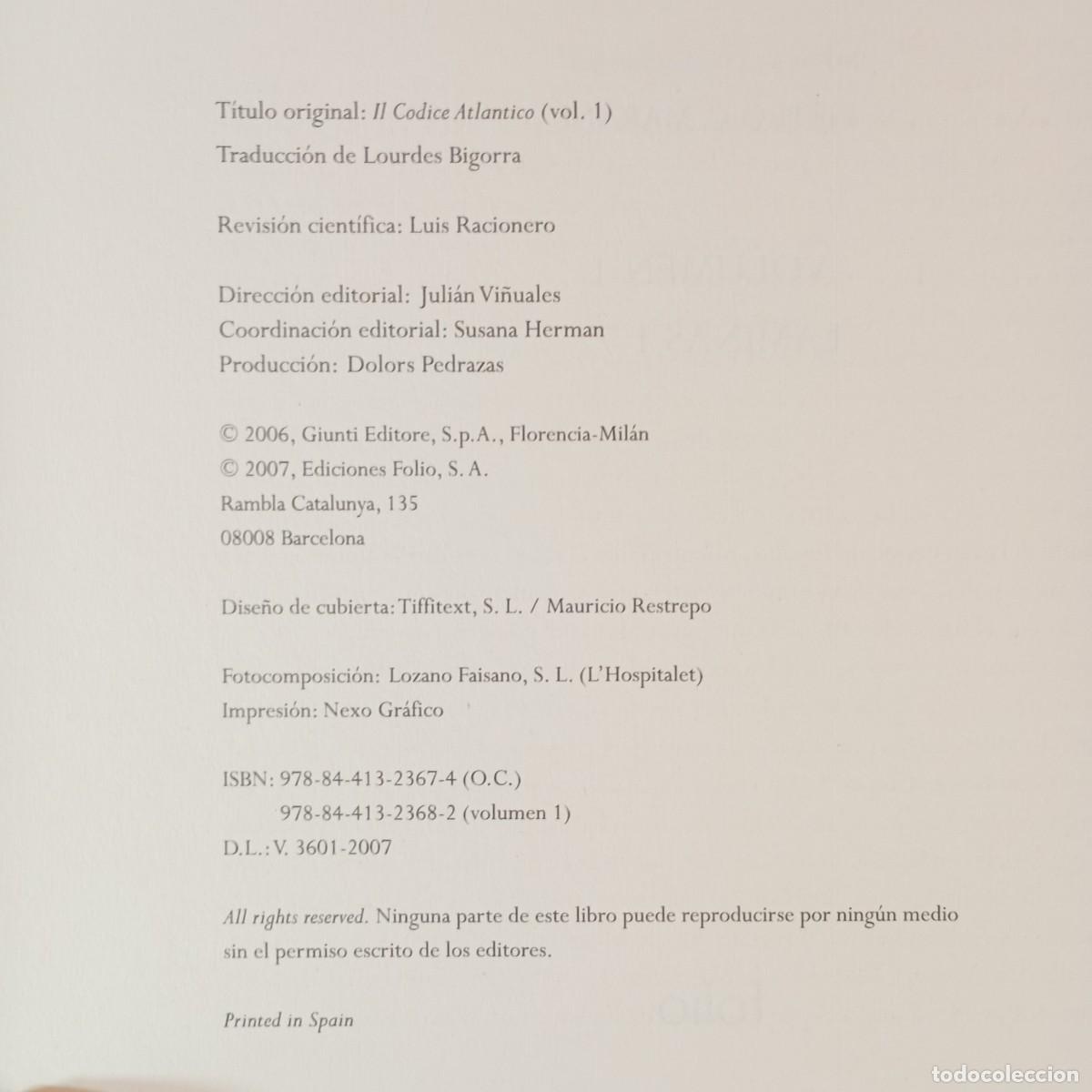 Libros de segunda mano: LEONARDO DA VINCI - FOLIO - EL C&Oacute;DICE ATL&Aacute;NTICO - 6 TOMOS + 1 DE LAS M&Aacute;QUINAS / 1015 - Foto 6