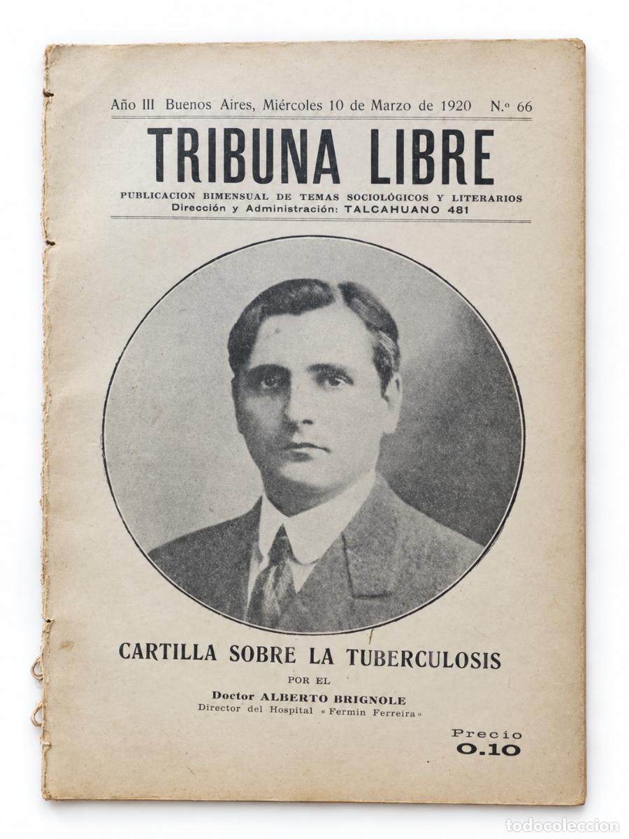 Second hand books: TRIBUNA LIBRE &ndash; CARTILLA SOBRE LA TUBERCULOSIS &ndash; ALBERTO BRIGNOLE &ndash; 1920 &ndash; LM