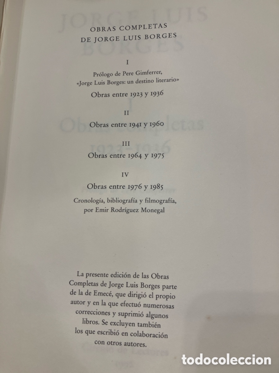 Libros de segunda mano: Borges obras completas. C&iacute;rculo de Lectores. 4 tomos completa. - Foto 4