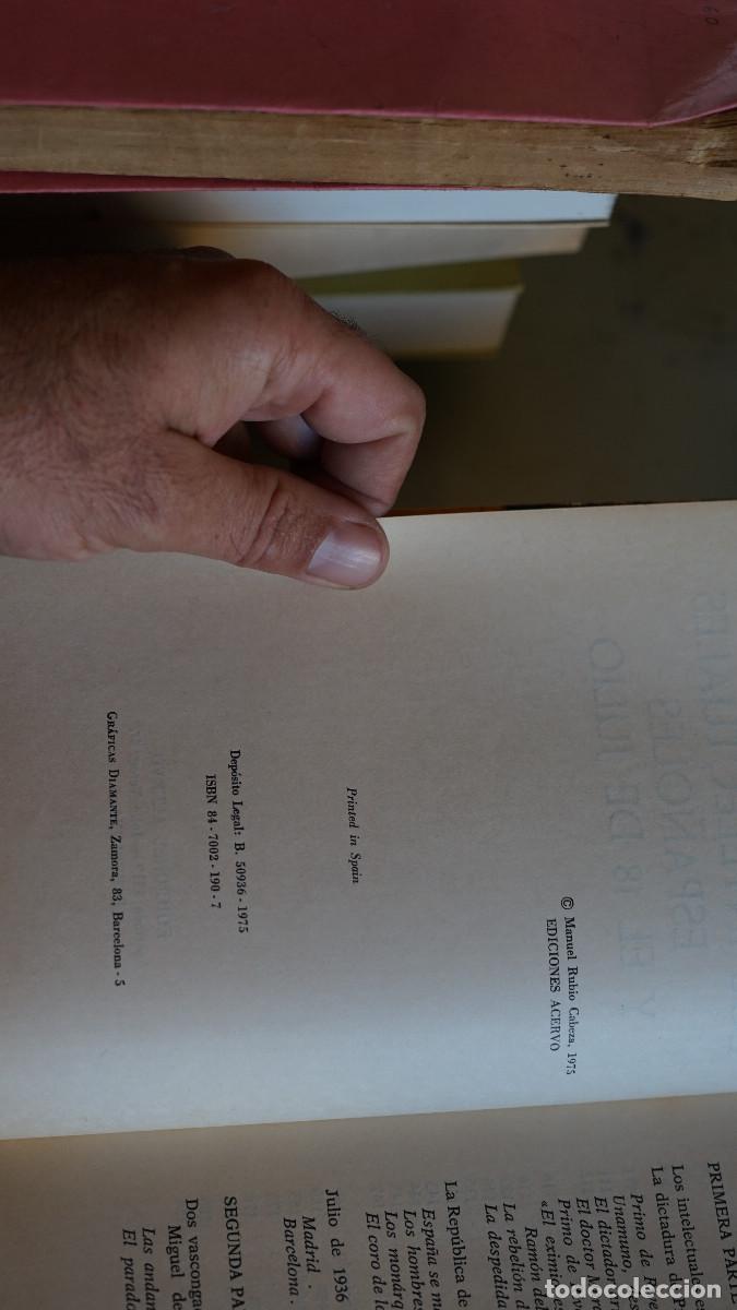 Libros de segunda mano: Manuel Rubio Cabeza - Los intelectulaes espa&ntilde;oles y el 18 de julio - Foto 2