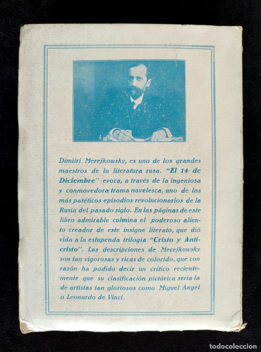 Libros de segunda mano: EL14 DE DICIEMBRE, DIMITRI MEREJKOWSKY. 2&ordf; ED. CERVANTES, 1931 - Foto 2