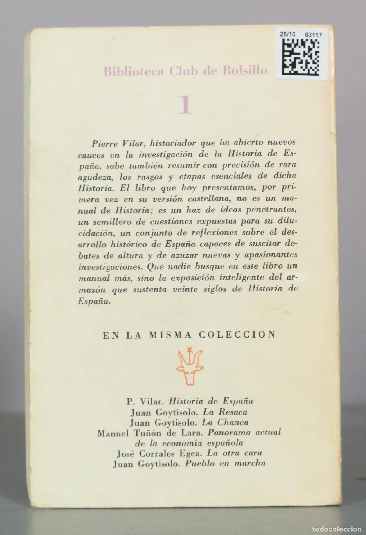 Libros de segunda mano: Historia de Espa&ntilde;a - Pierre Vilar - Librairie Espagnole - Foto 2