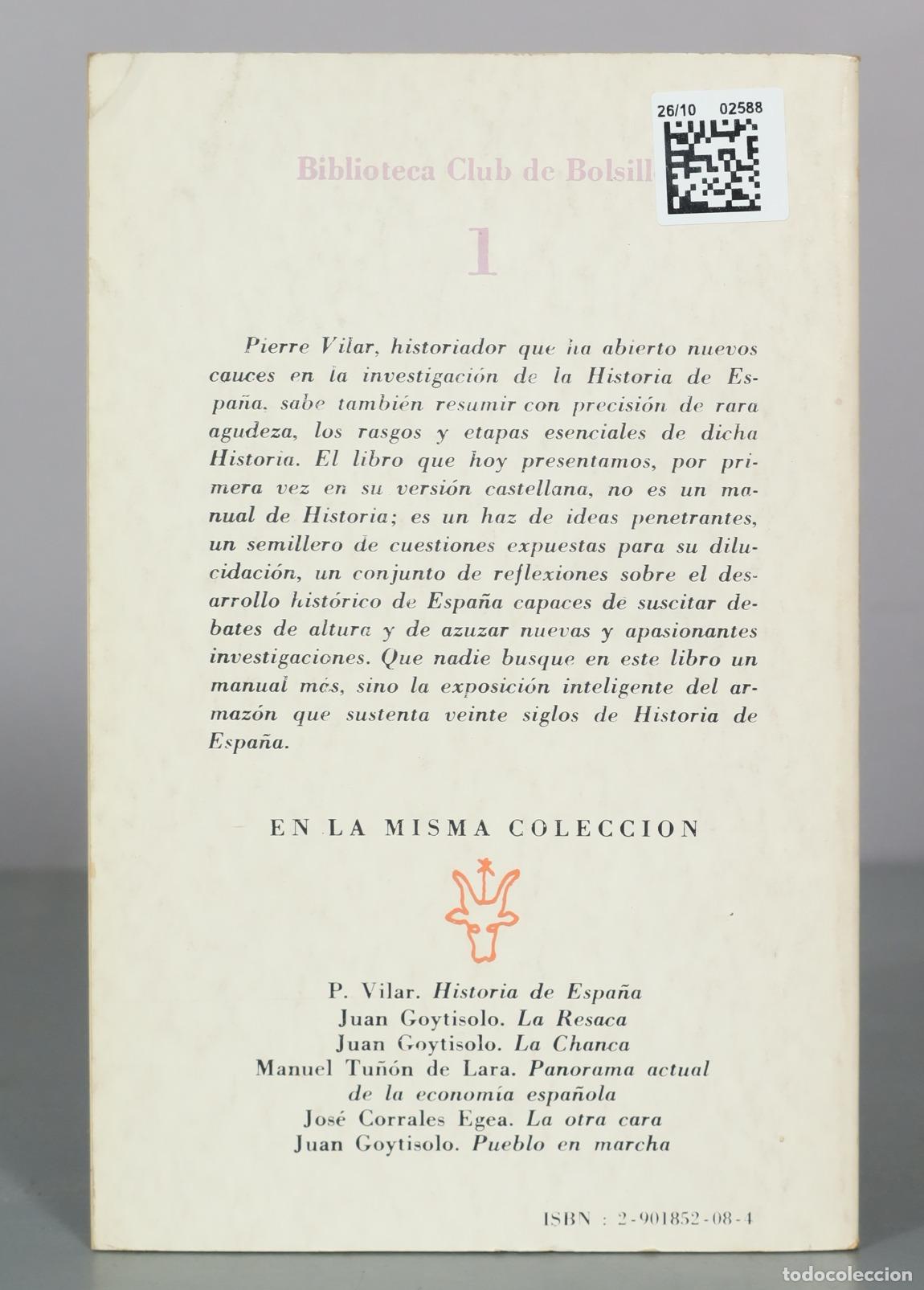 Libros de segunda mano: Historia de Espa&ntilde;a - Pierre Vilar - Librairie Espagnole - Foto 2