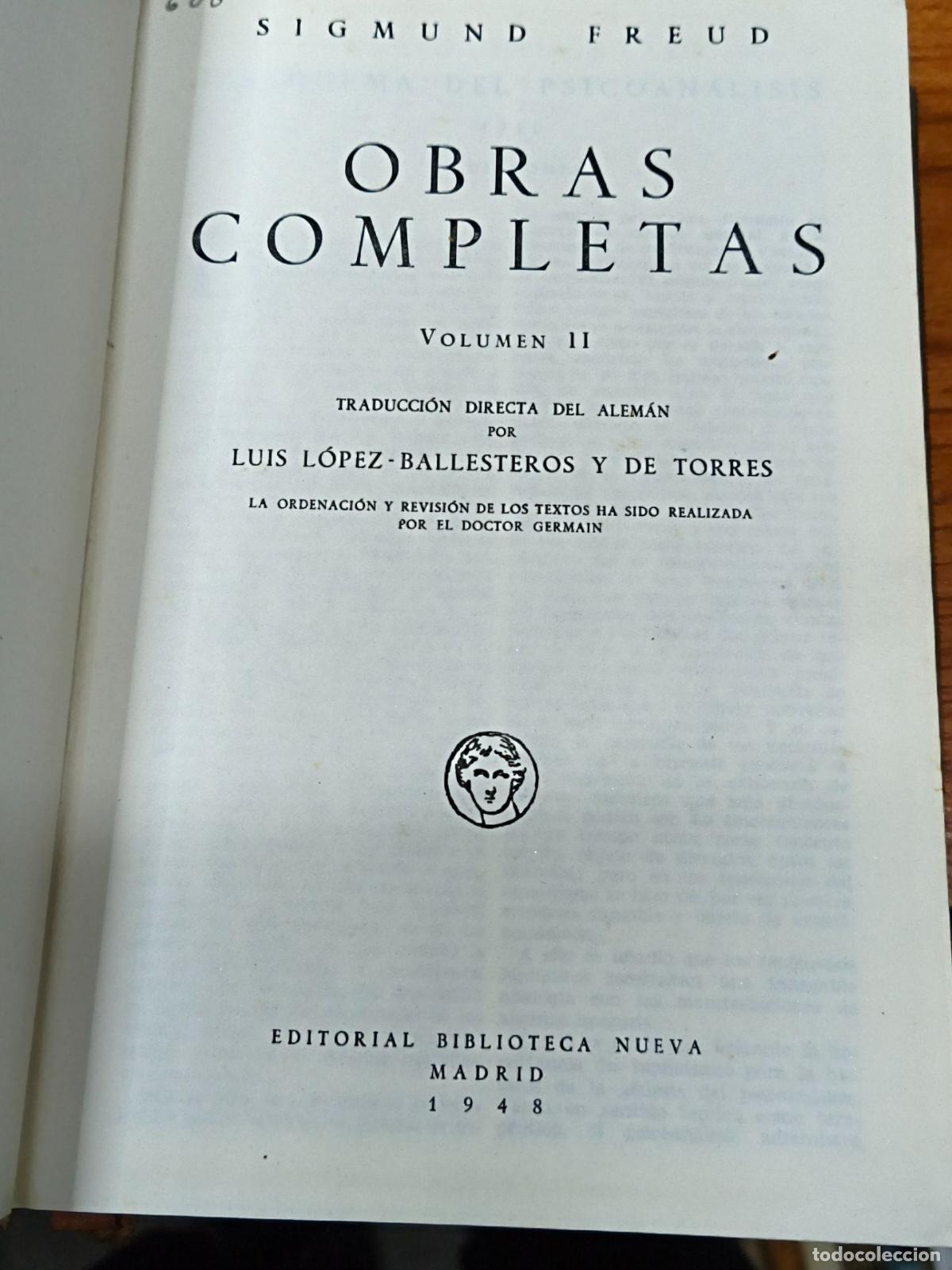 Libros de segunda mano: OBRAS COMPLETAS. FREUD. 1948. II - Foto 2