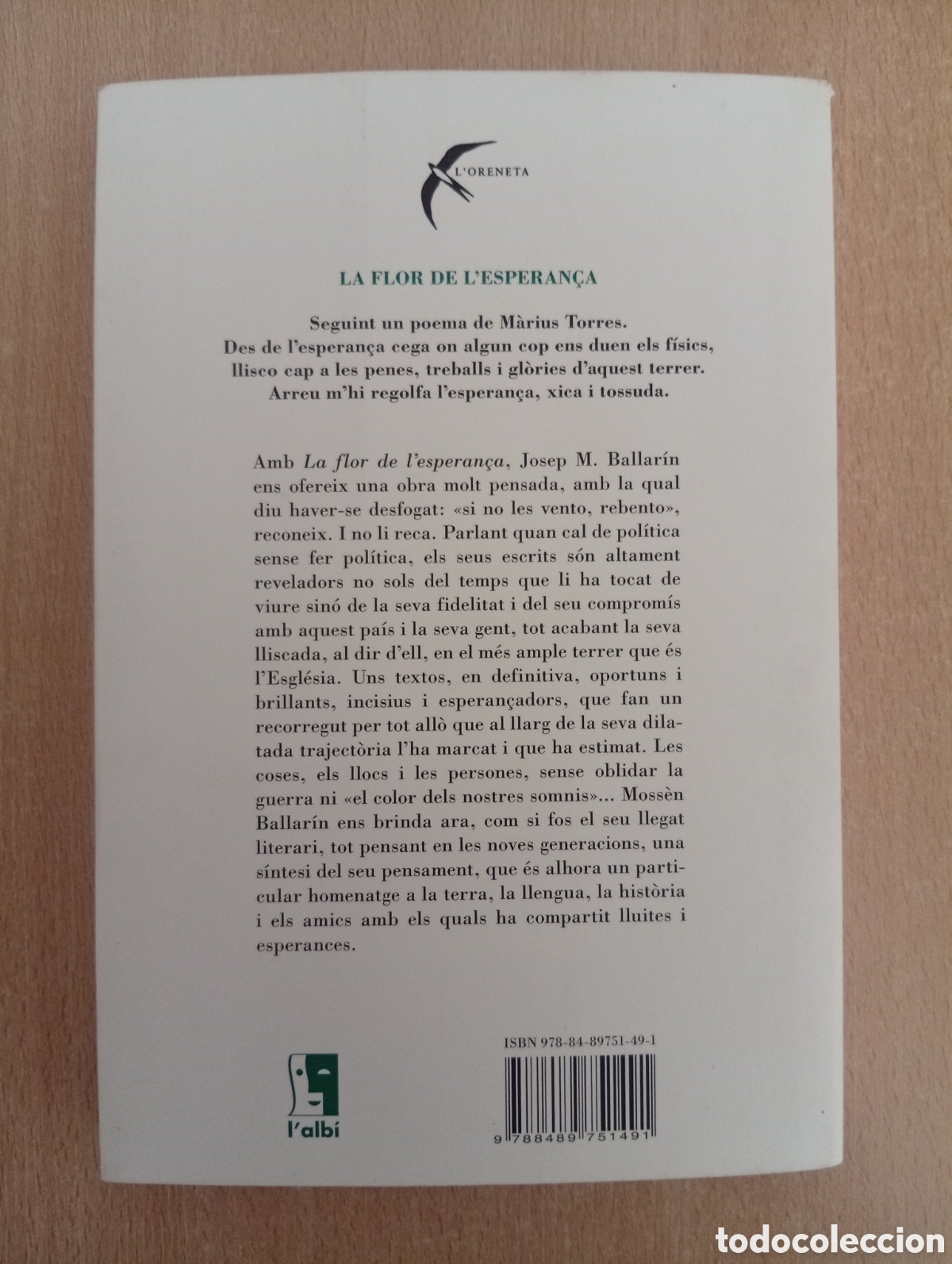Libros de segunda mano: LA FLOR DE LESPERAN&Ccedil;A. Josep M.Ballar&iacute;n - Foto 2