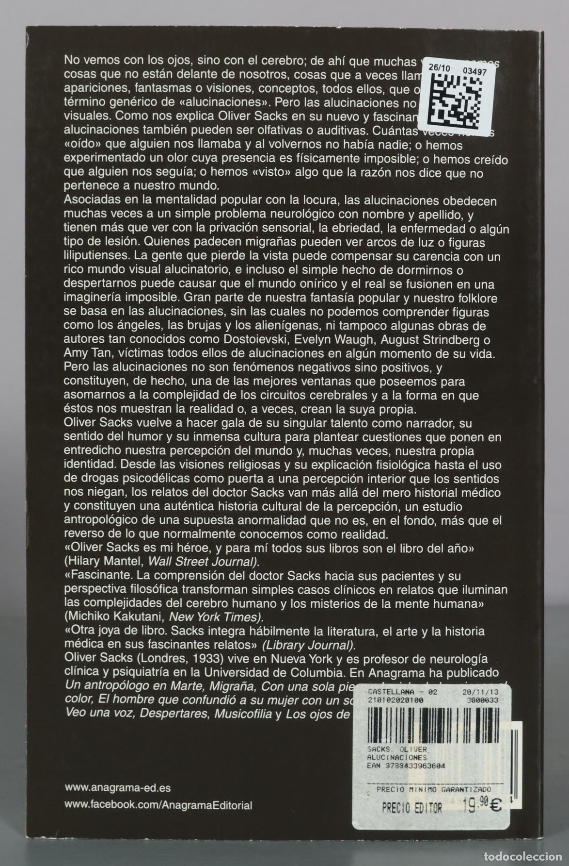 Libros de segunda mano: Alucinaciones - Oliver Sacks - Anagrama - Foto 2