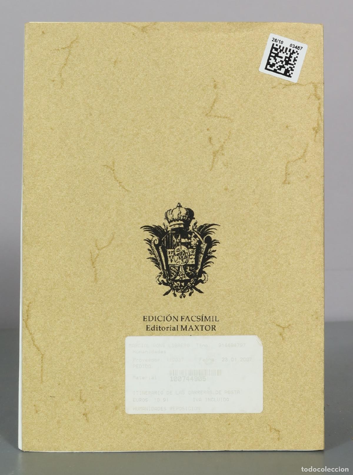 Libros de segunda mano: Itinerario de las carreras de posta - Editorial Maxtor FACSIMIL - Foto 2