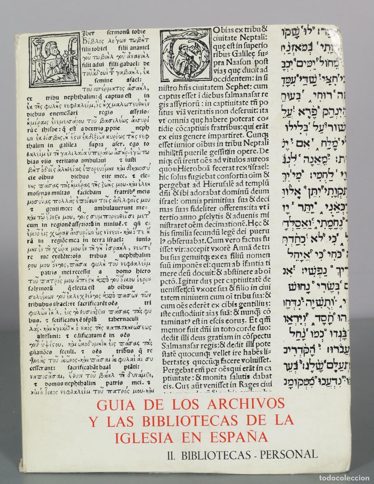Livres d'occasion: Guia de los archivos y las bibliotecas de la Iglesia en Espa&ntilde;a - II. Bibliotecas - Personal -