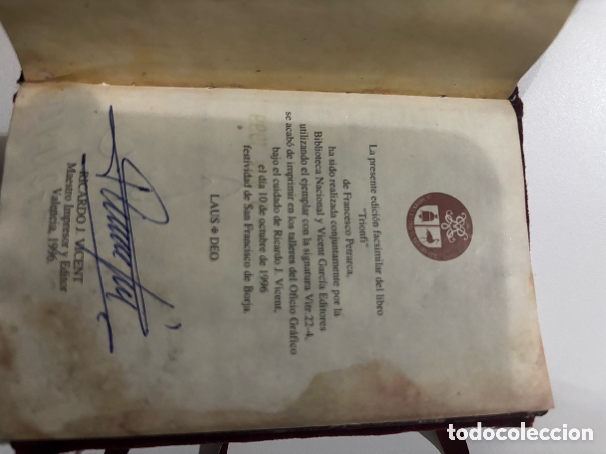 Libros de segunda mano: Facs&iacute;mil Trionfi (Triunfos de Petrarca) - Foto 3