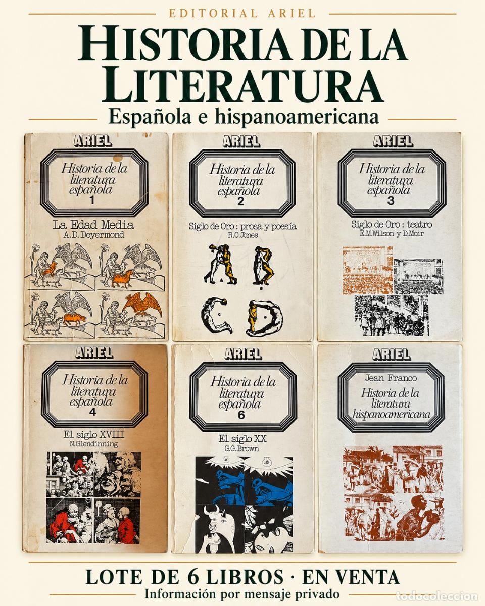 Libri di seconda mano: LOTE DE 6 LIBROS ARIEL &mdash; HISTORIA DE LA LITERATURA ESPA&Ntilde;OLA E HISPANOAMERICANA
