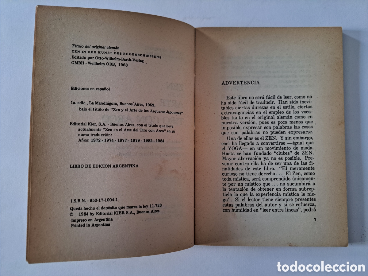 Libros de segunda mano: ZEN EN EL ARTE DEL TIRO CON ARCO - E. HERRIGEL - 1984 - Foto 5