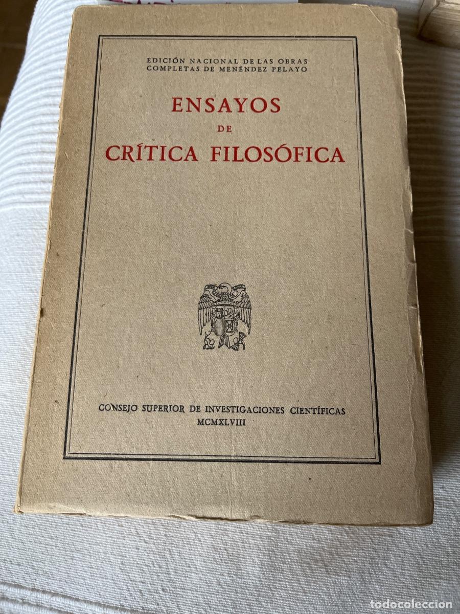 Libros de segunda mano: Men&eacute;ndez Pelayo: Ensayos de Cr&iacute;tica Filos&oacute;fica, CSIC, 1948
