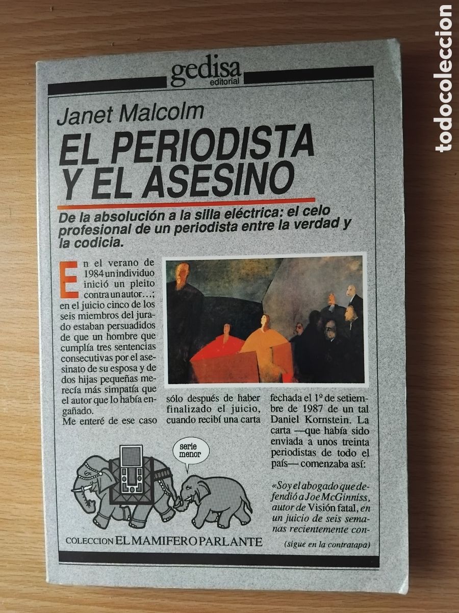 Libros de segunda mano: El periodista y el asesino;Janet Malcolm;Gedisa;1&ordf; edici&oacute;n 1991