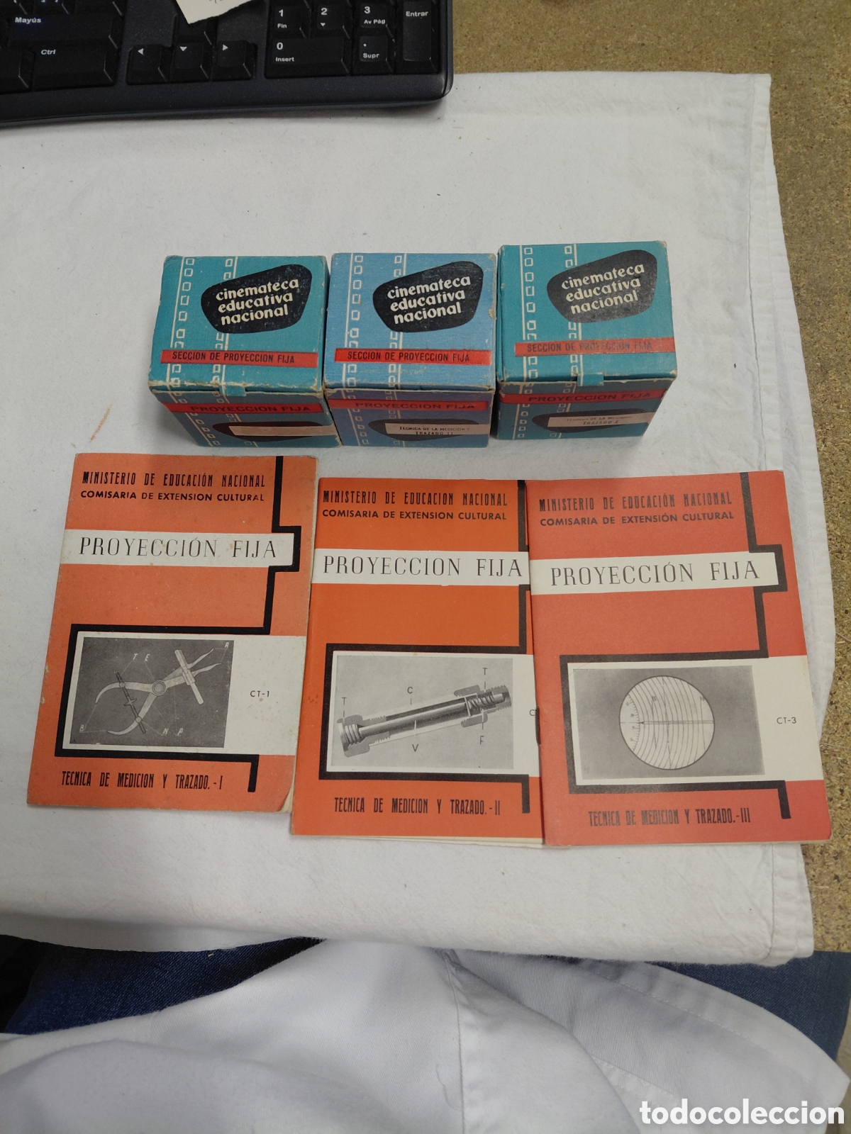 Libros de segunda mano: PROYECCION FIJA.TECNICA DE MEDICION Y TRAZADO.3 LIBRETOS I-II-III Y 3 CAJAS CON DIAPOSITIVAS.LEER