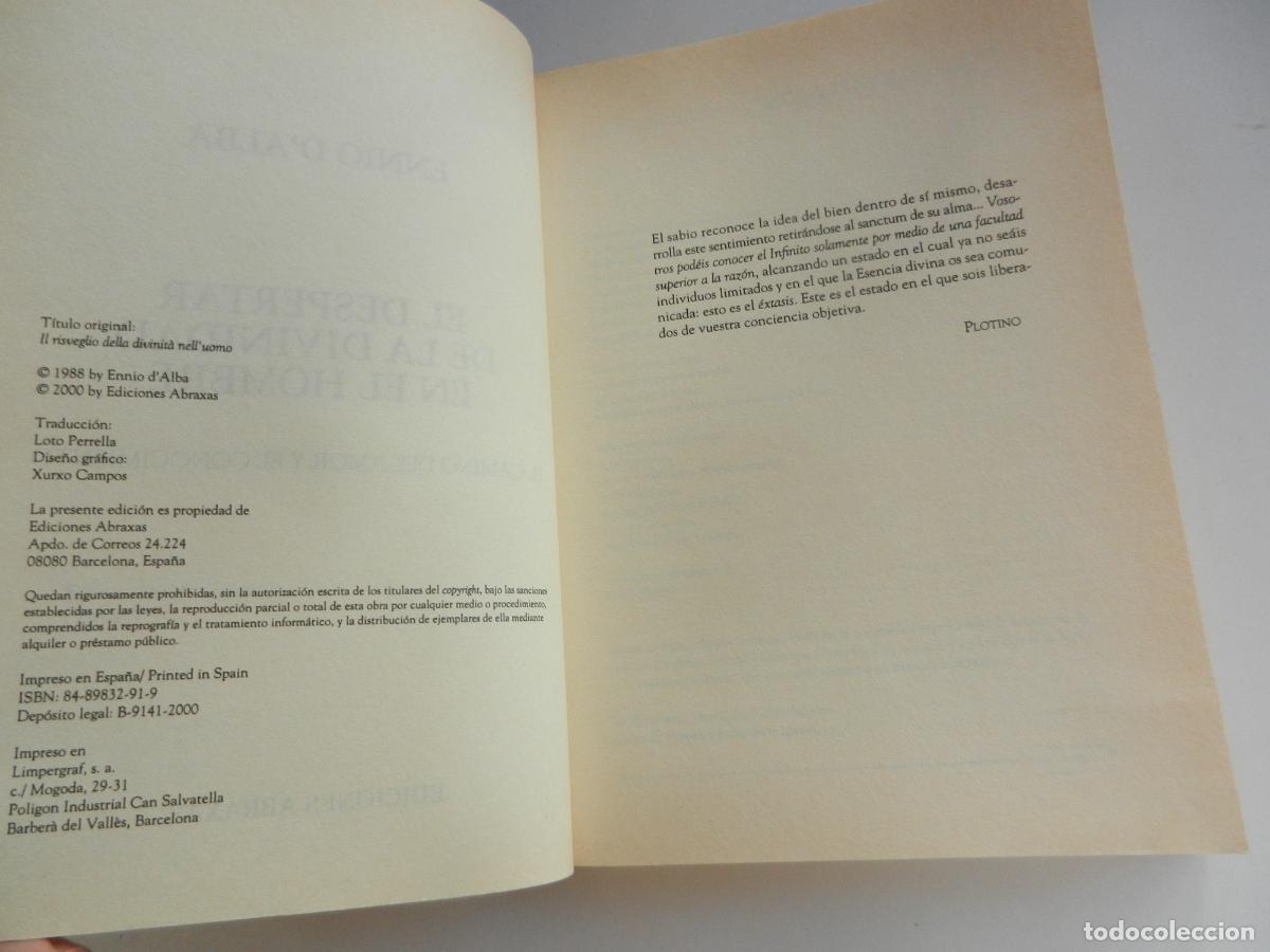 Libros de segunda mano: EL DESPERTAR DE LA DIVINIDAD EN EL HOMBRE - ENNIO DALBA - EDICIONES ABRAXAS -2000 - Foto 3