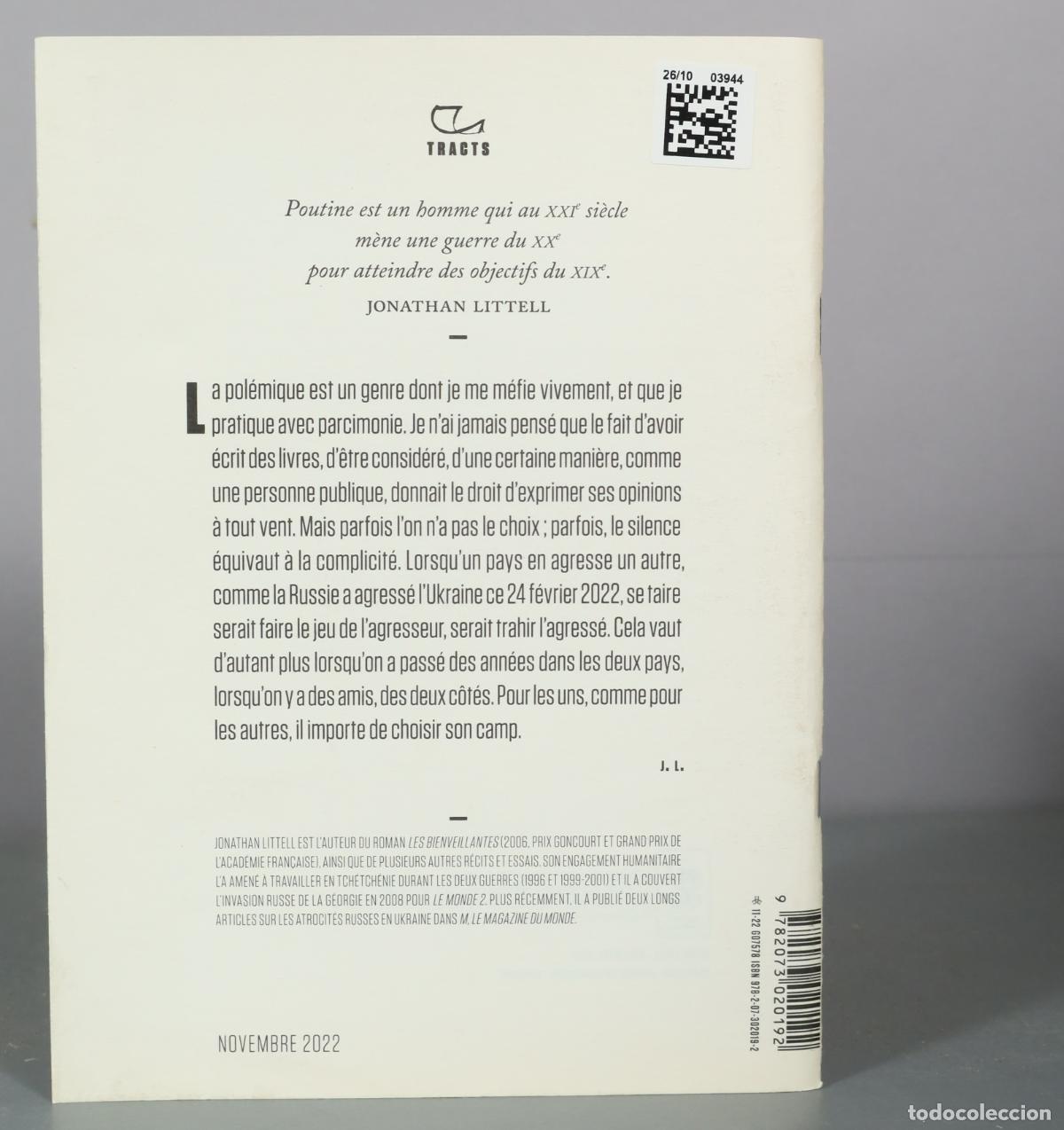 Libros de segunda mano: De lagression russe - &Eacute;crits pol&eacute;miques - Jonathan Littell - Gallimard - Foto 2