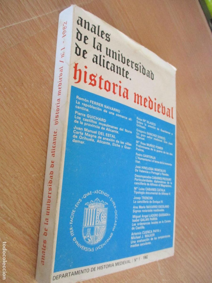 Libros de segunda mano: ANALES DE LA UNIVERSIDAD DE ALICANTE, HISTORIA MEDIEBAL, N&ordm;, 1- ALICANTE 1982