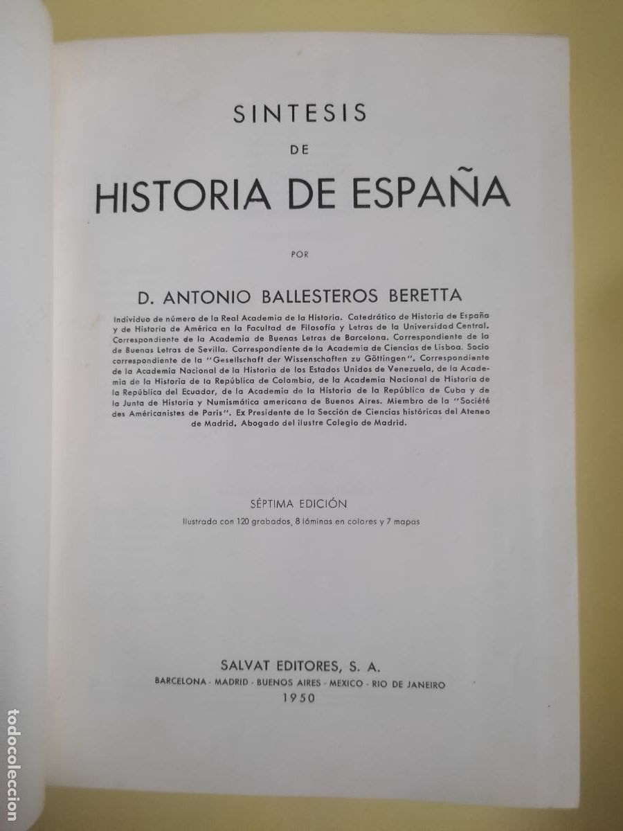 Libros de segunda mano: S&iacute;ntesis de historia de Espa&ntilde;a, Antonio Ballesteros Beretta, ed. Salvat