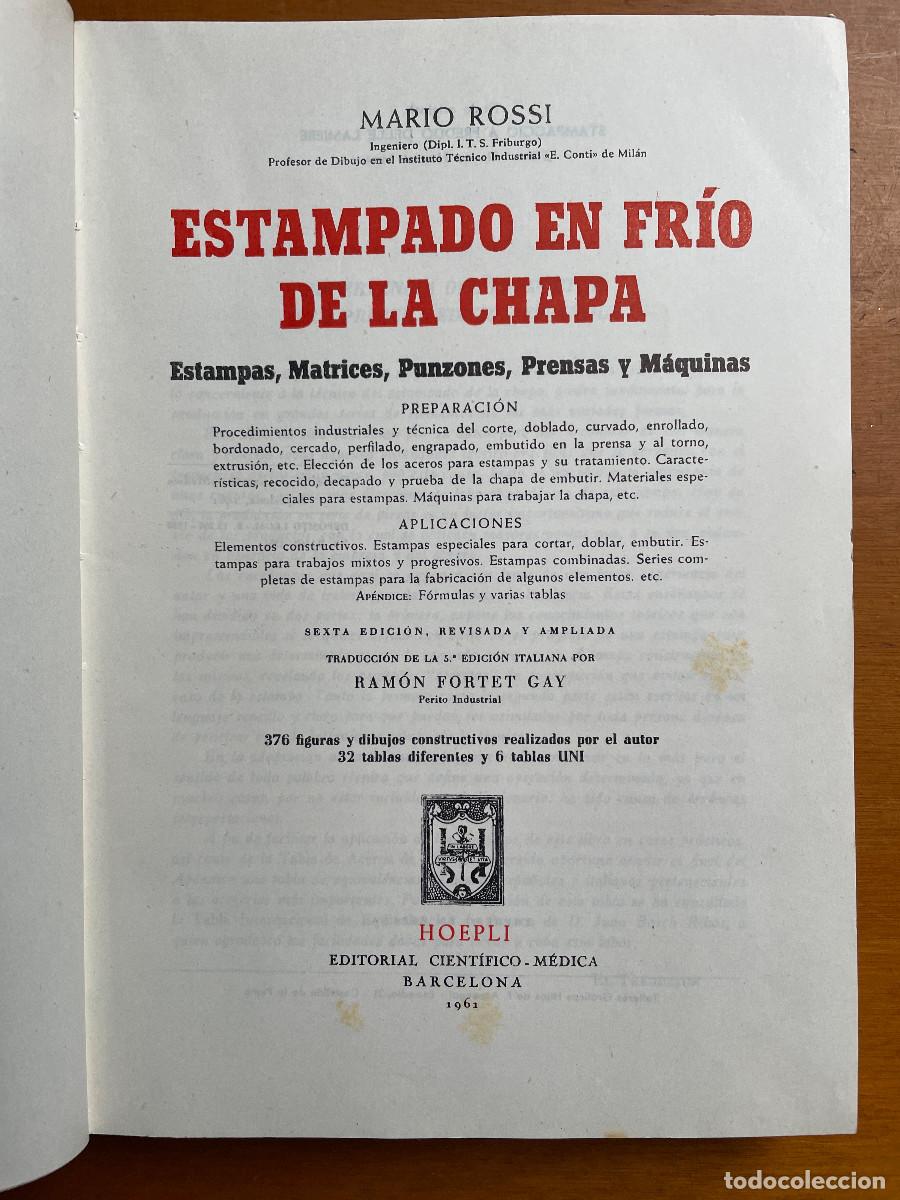 Libros de segunda mano: Estampado en fr&iacute;o de la chapa (Mario Rossi) 1961 - Foto 3