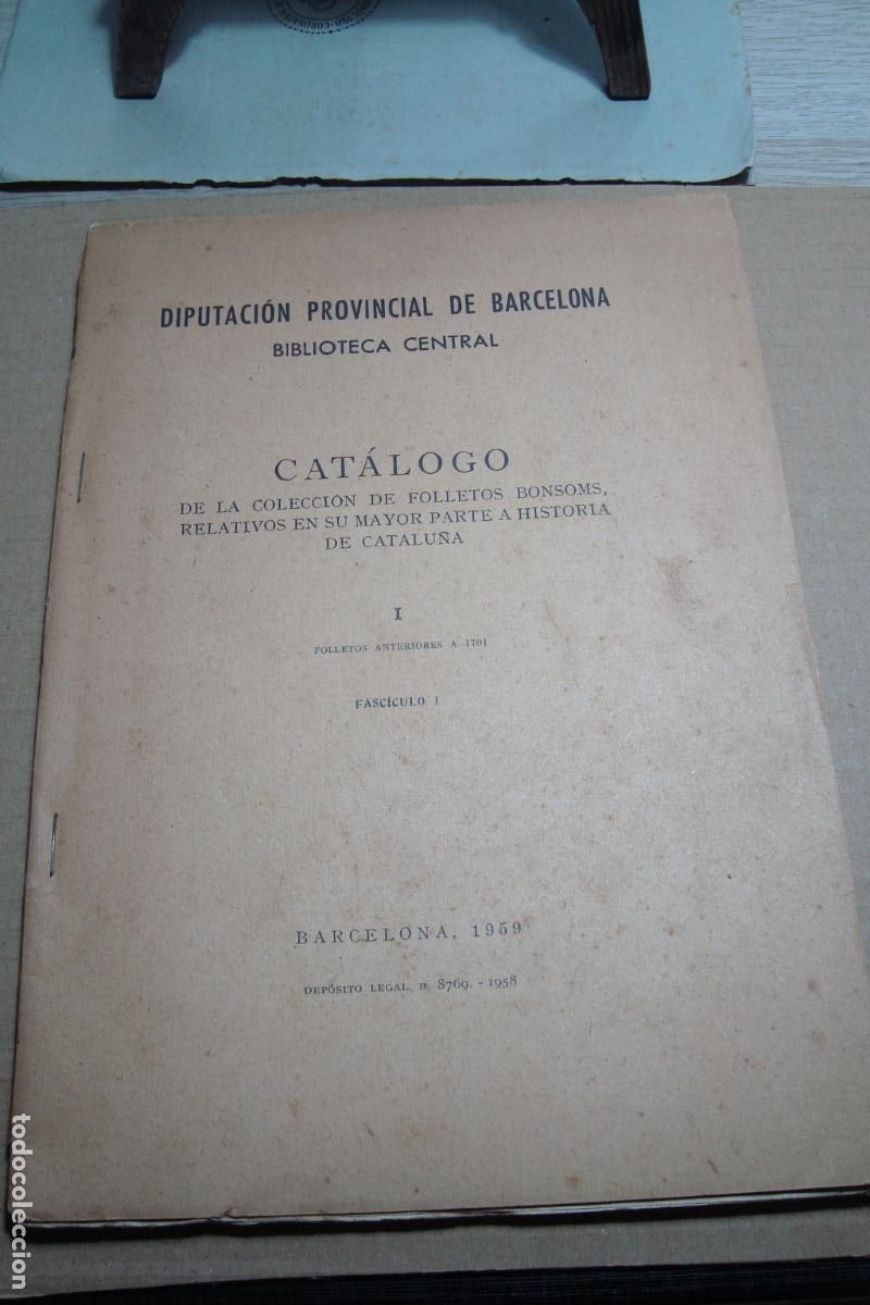 Libros de segunda mano: CATALOGO COLECCION FOLLETOS BONSOMS HISTORIA CATALU&Ntilde;A. DIPUTACION BARCELONA 1959.